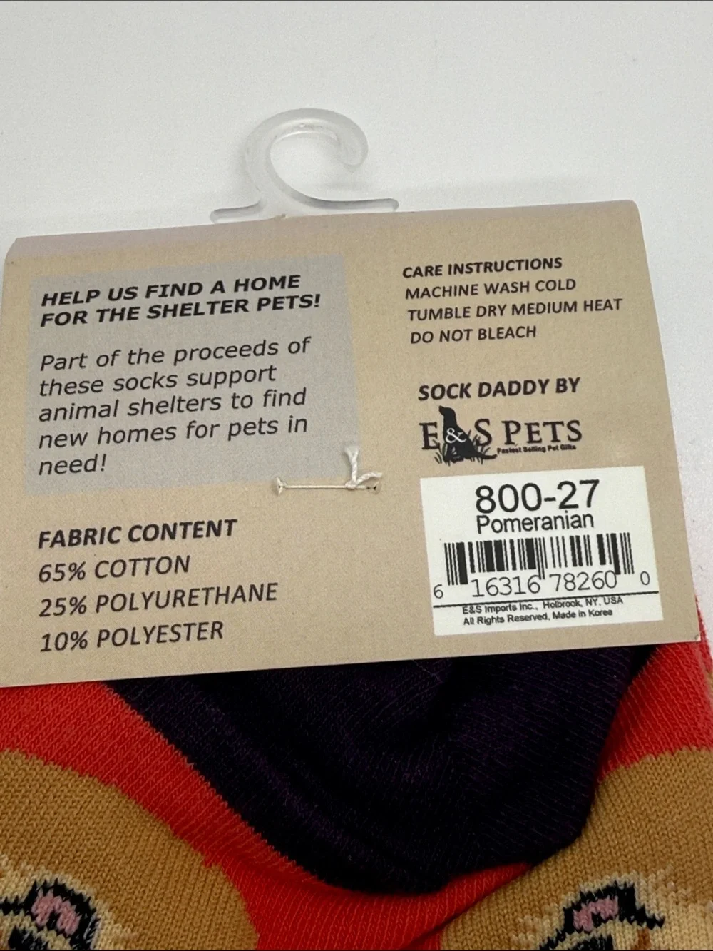 Unisex Sock Daddy Pomeranian Love Socks One Size Fits Most NWT
